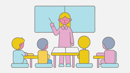 classroom with kids teacher or professor teaches vector 6.eps