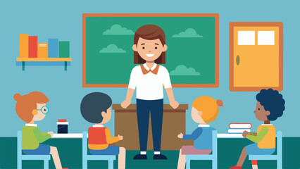 classroom with kids teacher or professor teaches vector 10.eps