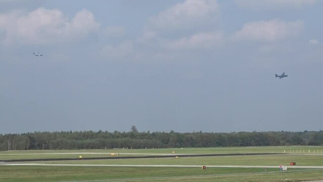 Military Aircraft Turning at Low Altitude while descending to air base