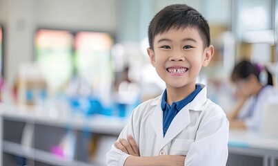 child scientist in a lab