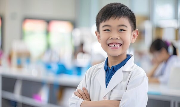 child scientist in a lab