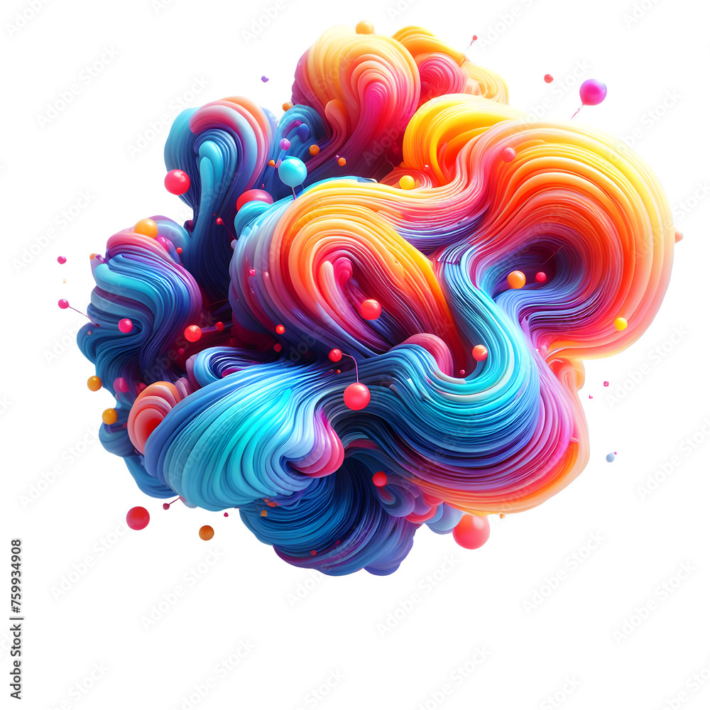 Fototapete abstract image with smooth, flowing shapes that transition from pink to orange and blue against on t