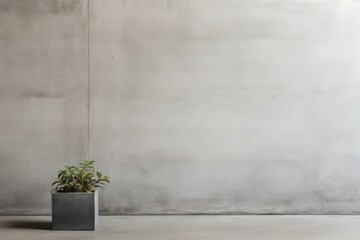 a green plant against a gray wall. background, copy space