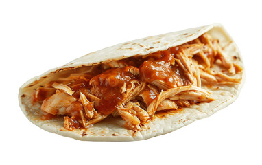 Savoring Chicken Tinga Taco Creation Isolated on Transparent Background PNG.