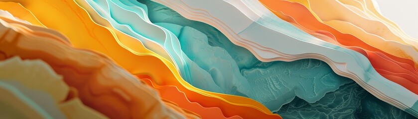 Use abstract shapes and colors to depict the geological study of aerolithology in a visually striking way, background with copy space