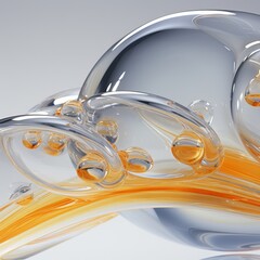 Glossy golden-tinted translucent texture with large and small bubbles on glossy surface