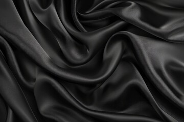 Fototapeta premium A close-up of a black silk fabric with a very smooth finish, reflecting light beautifully.