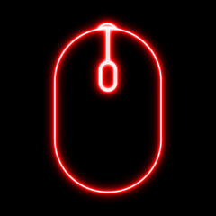 Computer mouse neon light icon.