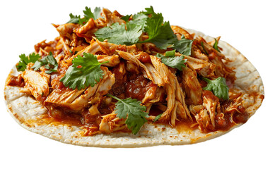 Smokey Chicken Tinga Taco Extravaganza Isolated on Transparent Background PNG.