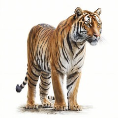 Obraz premium Tiger watercolor on white background