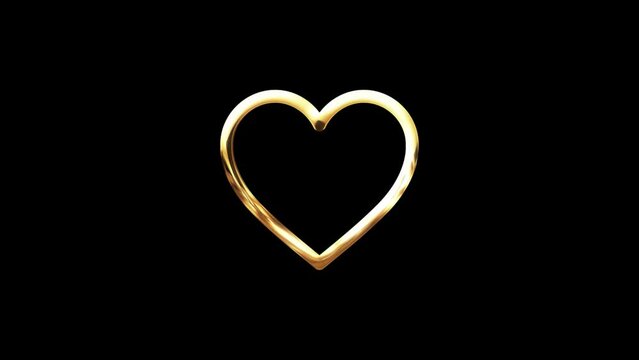 Animation of a Golden Heart Shape. Infuse Your Project with Warmth, Love, and Radiant Elegance