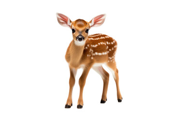 Cute baby wild animals, such as baby deer, play in the forest, emphasizing the cuteness, cuteness, and innocence of various animals. Isolated on transparent background.