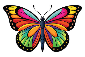colorful butterfly black outline vector 