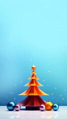 Christmas tree. Minimalistic style. Simple Christmas background. Vertical