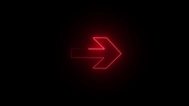 Abstract directional neon arrow icon animation.