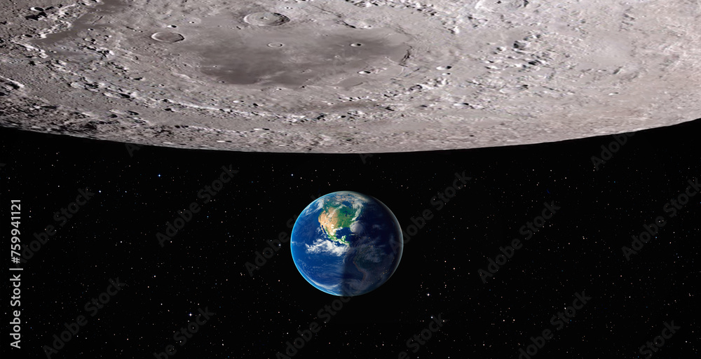 Wall mural the earth as seen from the surface of the moon 