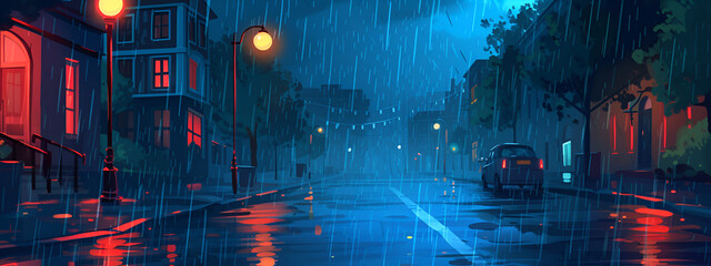 Rain time cartoon background