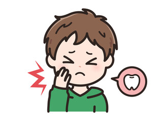 歯が痛いの若い男性のイラスト