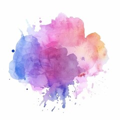 Soft watercolor blend of blue, purple, and pink hues on white.