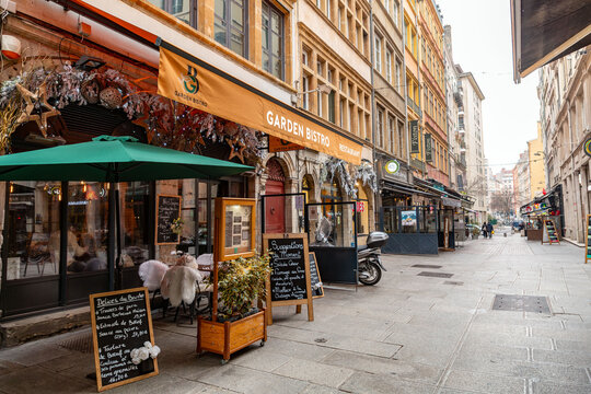 Street view and buildings in Lyon, France