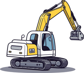 Industrial Excavator Vehicle Vector Graphic for Engineering Visualization