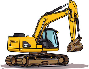 Excavator Equipment Vector Graphic with Intricate Mechanical Parts