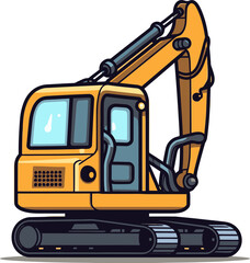 Heavy Machinery Excavator Vector Illustration with Fine Details