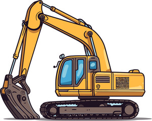 Modern Excavator Equipment Vector Graphic for Engineering Visualization