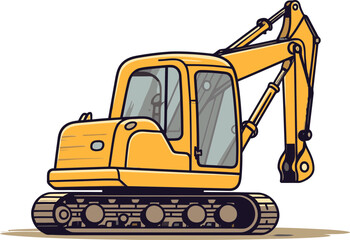 Obraz na płótnie Canvas Powerful Excavator Digger Vector Graphic with Realistic Scene