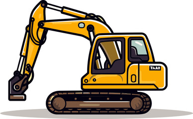 Heavy Machinery Excavator Vector Illustration with 3D Rendering