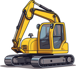Excavator Loader Vector Illustration with Detailed Hydraulic System