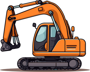 Excavator Loader Vector Illustration for Engineering Visuals