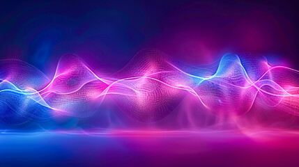 Futuristic Abstract Science Background, Glowing Neon Waves in Motion, Digital Technology Concept