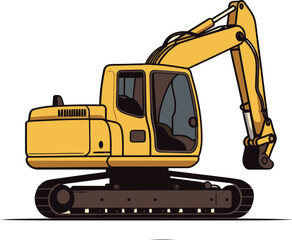 Detailed Excavator Equipment Vector Illustration with Realistic Dirt and Debris