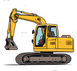 Heavy Machinery Excavator Vector Illustration with Precision Engineering