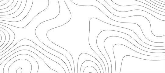 Abstract Topographic line art background. Mountain topographic terrain map background with white shape lines.Geographic map conceptual design.Black on white contour height lines.	