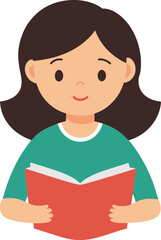 a illustration of a Cute Girl reading a book