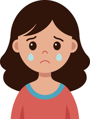 Girl crying and upset vector illustration concept