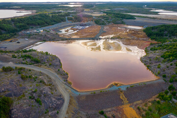 Aftermath of mining company in Sudbury, Ontario, Canada, known for its mining activities, including nickel mining, processing facility, mill, smelter and refinery. Largest complexes in the world.