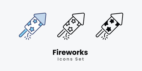 Fireworks   icons set vector stock illustration