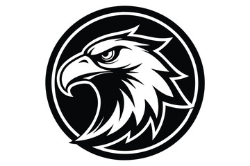 eagle head in round circle silhouette logo vector