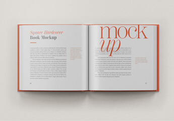 Open Square Hardcover Book Mockup - obrazy, fototapety, plakaty