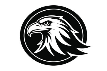 eagle head in round circle silhouette logo vector