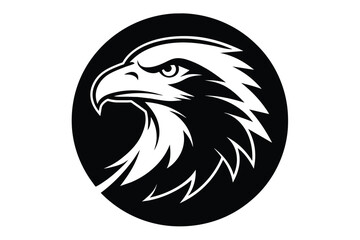 eagle head in round circle silhouette logo vector