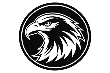 eagle head in round circle silhouette logo vector
