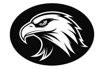 eagle head in round circle silhouette logo vector
