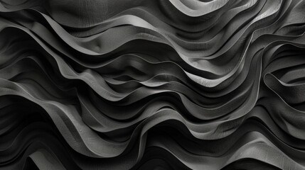A monochrome photograph capturing the undulating pattern of a wavy surface, creating a mesmerizing visual effect.