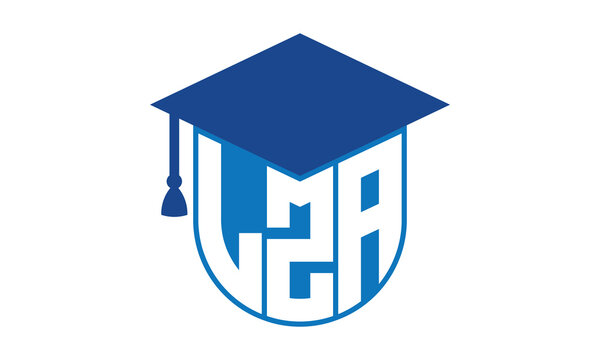 LZA initial letter academic logo design vector template. school college logo, university logo, graduation cap logo, institute logo, educational logo, library logo, teaching logo, book shop, varsity	
