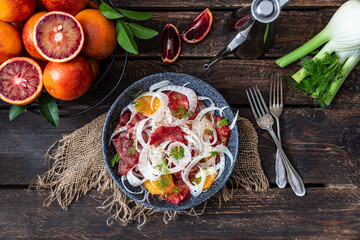 Fresh salad with fennel and blood oranges