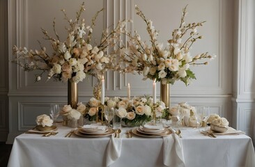 an elegant dinner table lit by candlelight